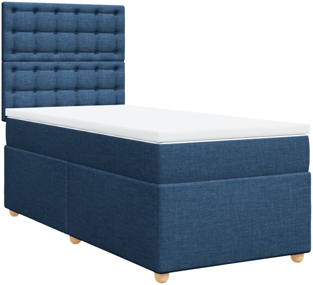 vidaXL Boxspringbett mit Matratze Blau 90x190 cm Stoff 3291155 Bild 1