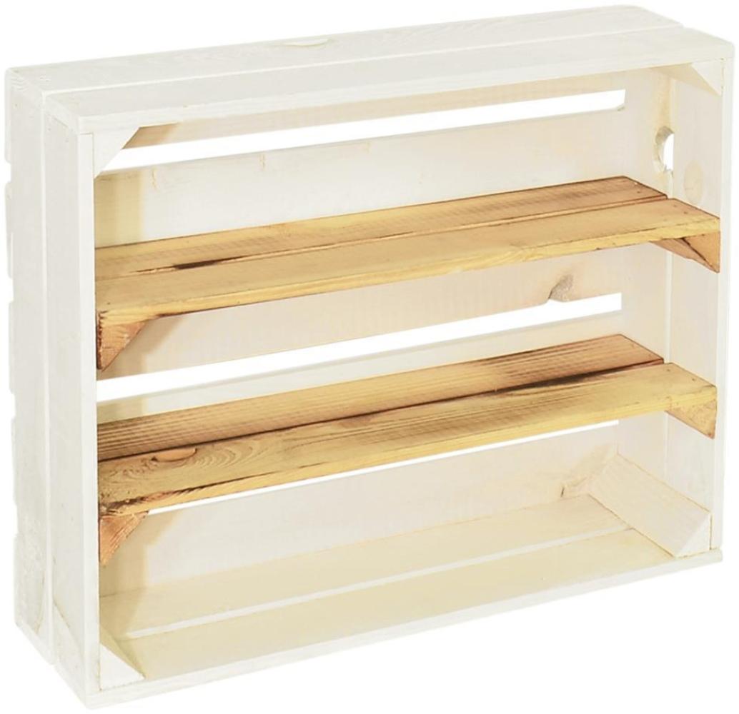 CHICCIE Holzregal Schmalhanz 50x40x15cm - Weiß Geflammt 2x Langes Regal Bild 1