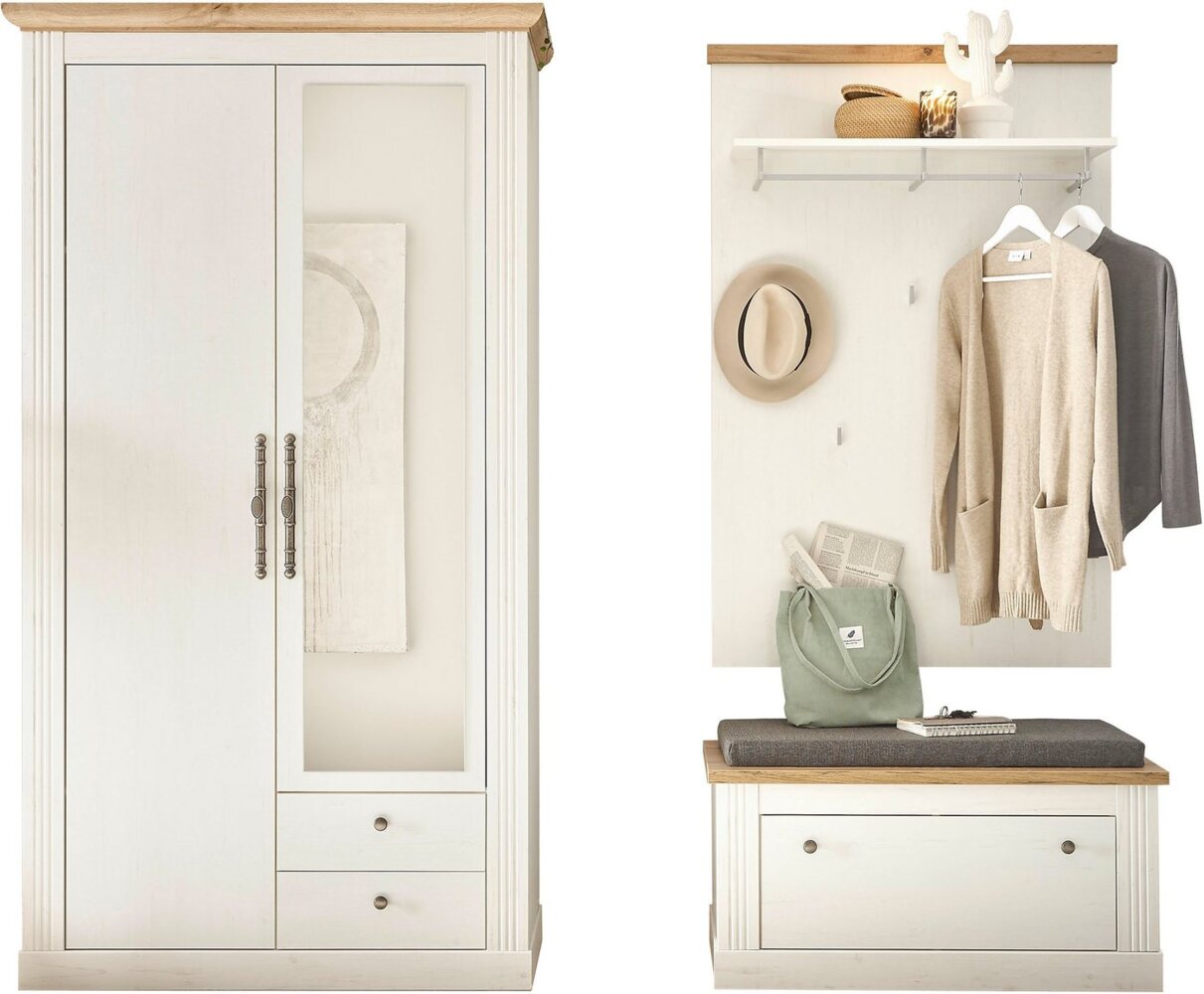 Home affaire Garderoben-Set WESTMINSTER TOPSELLER!, (3-St, Schuhbank, Paneel, Garderobenschrank), im romantischen Landhausstil Bild 1