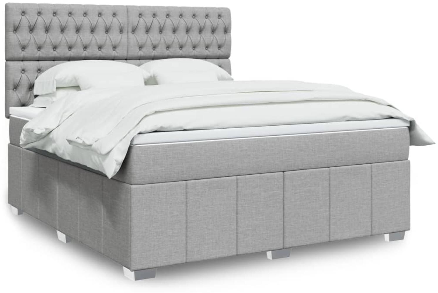 vidaXL Boxspringbett mit Matratze Hellgrau 180x200 cm Stoff 3294054 Bild 1