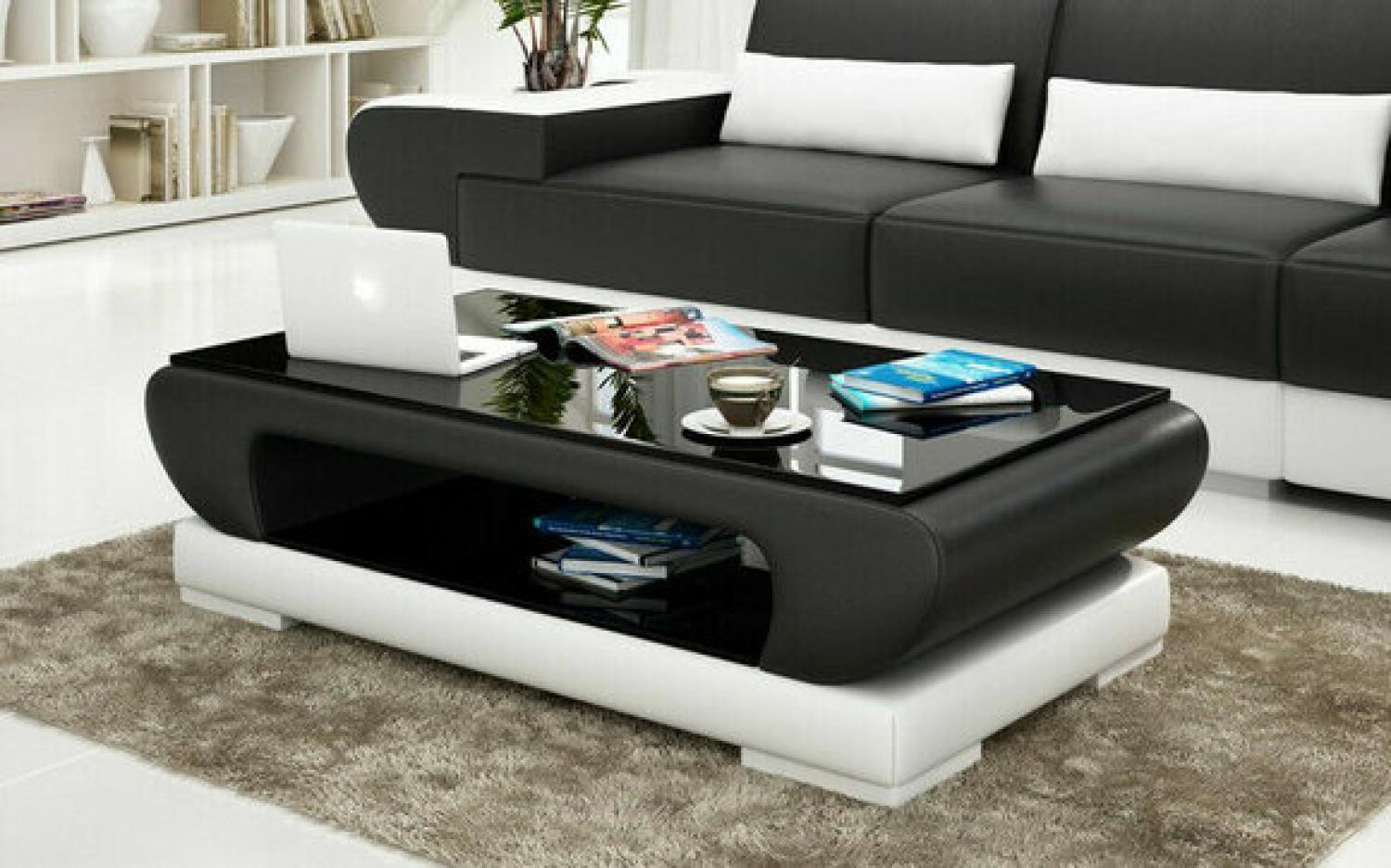 Couchtisch Leder Glastisch Design Tisch Sofa Beistell Couch Tische Bild 1