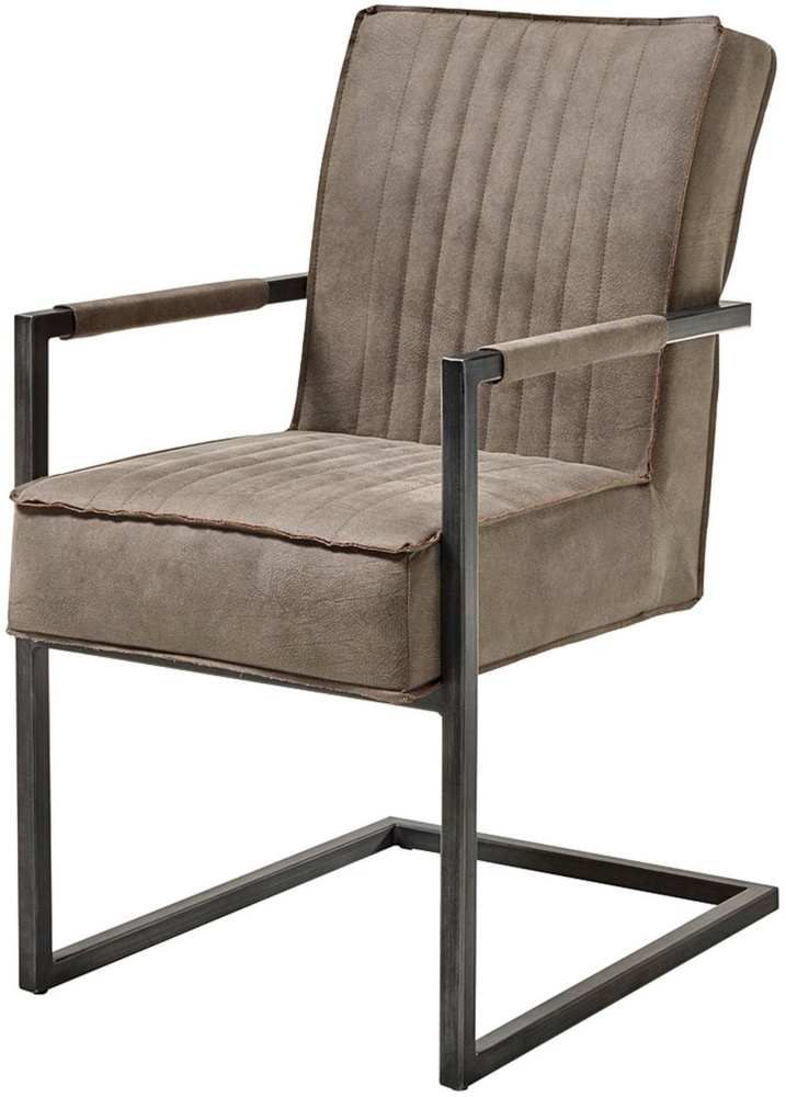 Armlehnenstuhl 2er-Set AMSTERDAM-119 Industrial Look, Kunstleder in taupe, Gestell schwarz matt, BxHxT: ca. 51,5 x 92 x 70 cm Bild 1