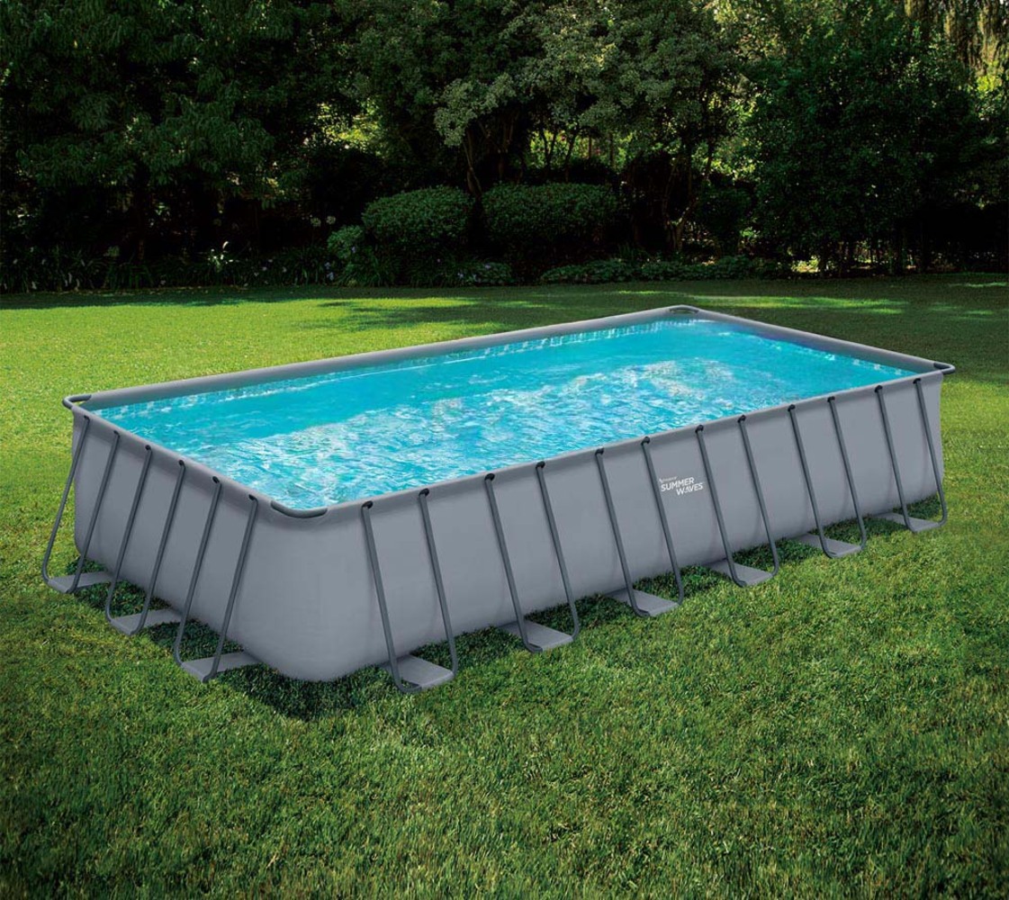 Summer Waves Elite Frame Pool | Aufstellpool rechteckig | Komplettset | Grau | 732x366x132 cm Bild 1