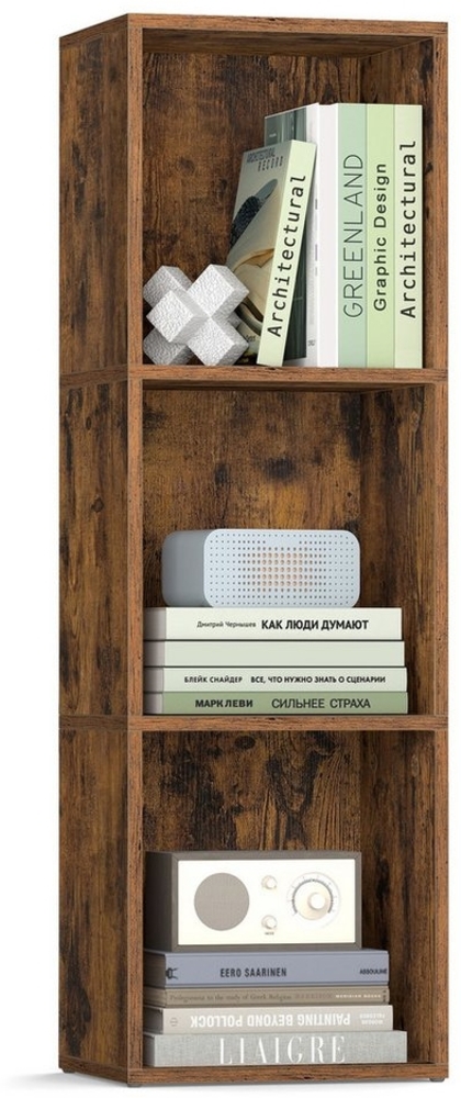 VASAGLE CUSTOS Kollektion - Bücherregal, 3-stöckiges Regal, offenes Aufbewahrungsregal, 24 x 30 x 94,8 cm, für Wohnzimmer, Homeoffice, Schlafzimmer, vintagebraun Bild 1