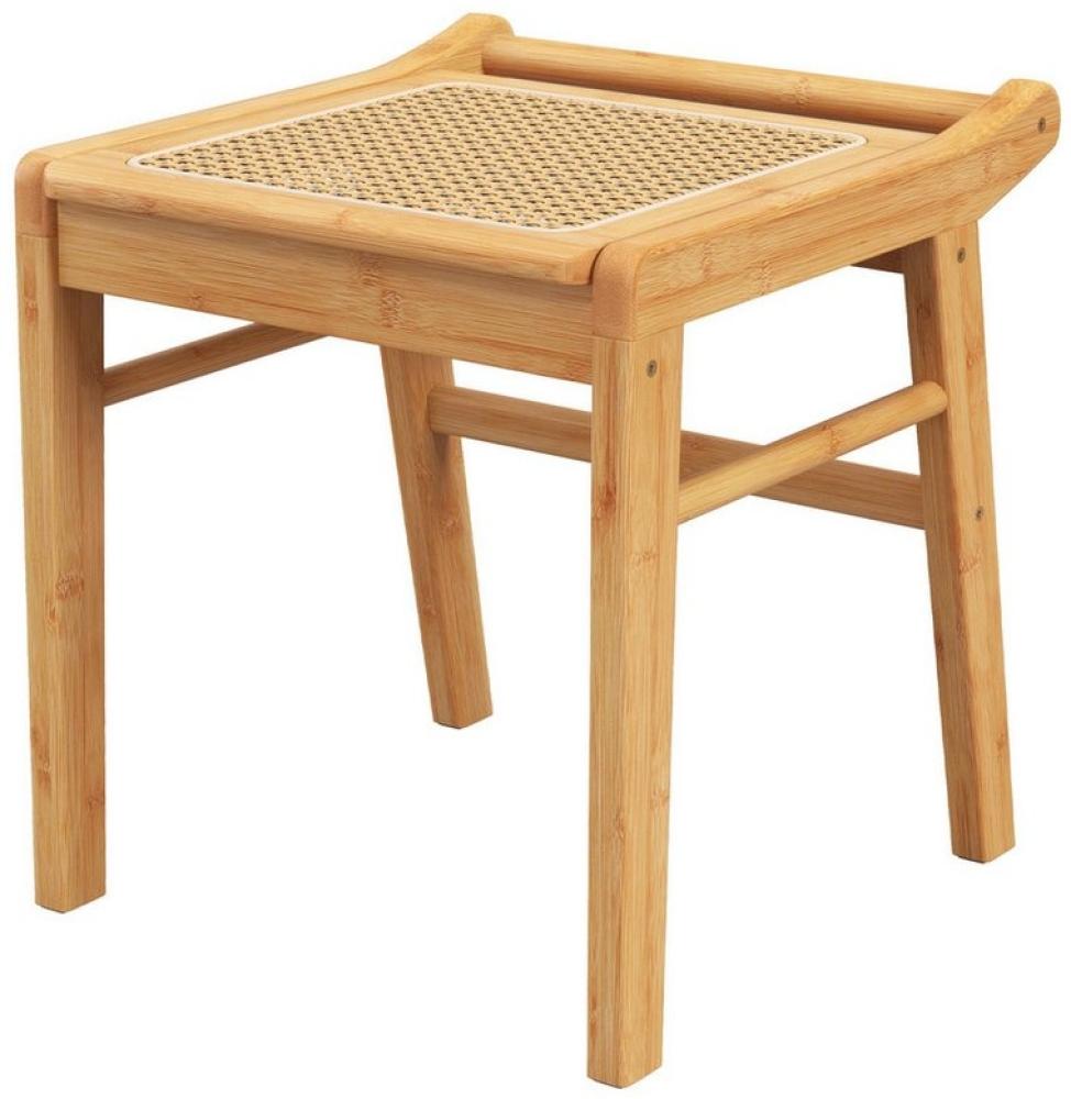 COSTWAY Sitzhocker, Bambus, mit Rattan-Oberfläche, bis 120kg Bild 1