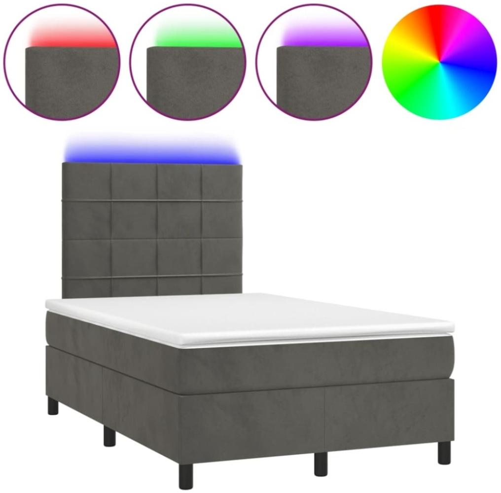 vidaXL Boxspringbett mit Matratze & LED Dunkelgrau 120x190 cm Samt 3270312 Bild 1