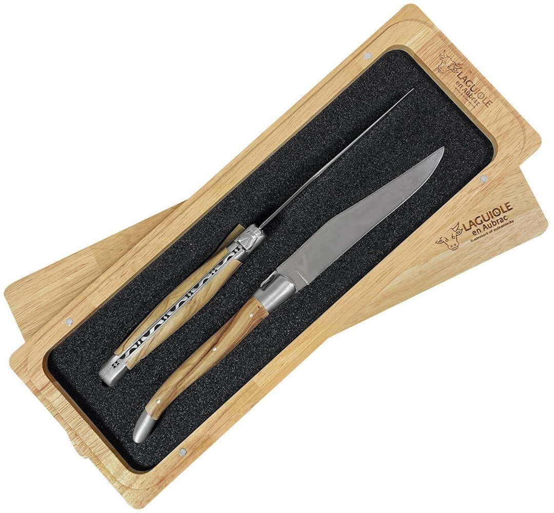 Laguiole en Aubrac Steakmesser Set 2-teilig Olivenholz (Olivier) 23 cm Bild 1