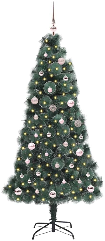 vidaXL Künstlicher vorbeleuchteter Weihnachtsbaum mit Kugelset 150 cm 3396155 Bild 1
