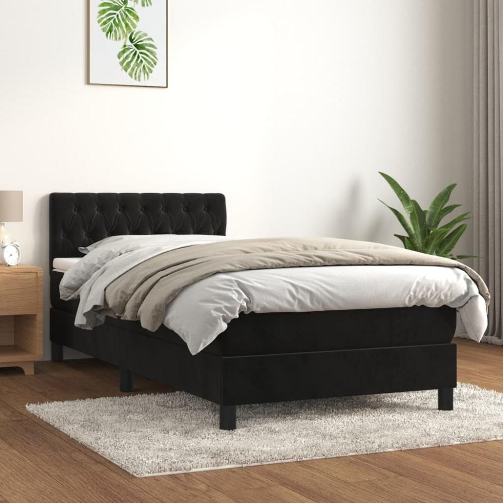 vidaXL Boxspringbett mit Matratze Schwarz 100x200 cm Samt 3141469 Bild 1