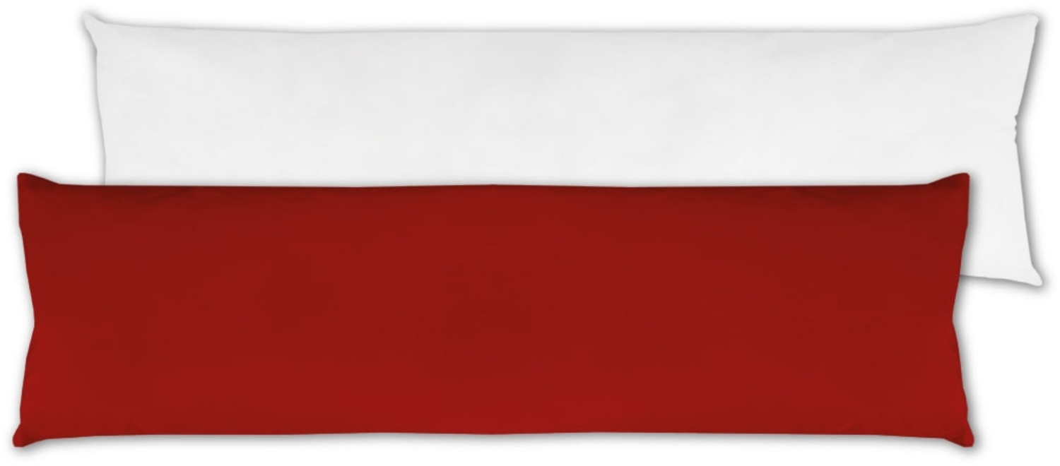 Seitenschläfer Kissenhülle Kissenfüllung Körperkissen, bequem und anschmiegsam in vielen verschiedenen Farben erhältlich (ca. 40x140cm + Kissenfüllung / rot - karminrot) Bild 1