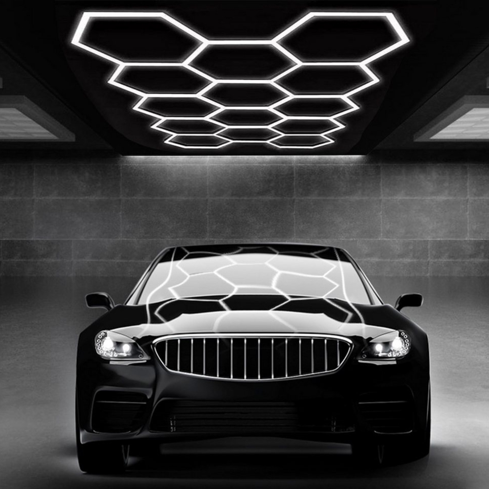 oyajia LED Dekolicht 14er-Pack 520W Hexagon LED Deckenleuchte, Garage Waben Beleuchtung, LED fest integriert, ‎Kaltweiß, LED Lampe Röhren Werkstatt Garage Studio Wand Deckenlampe Beleuchtung Bild 1