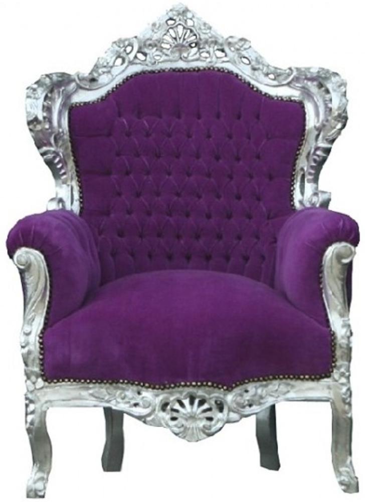 Casa Padrino Barock Sessel "King" Lila/Silber Bild 1