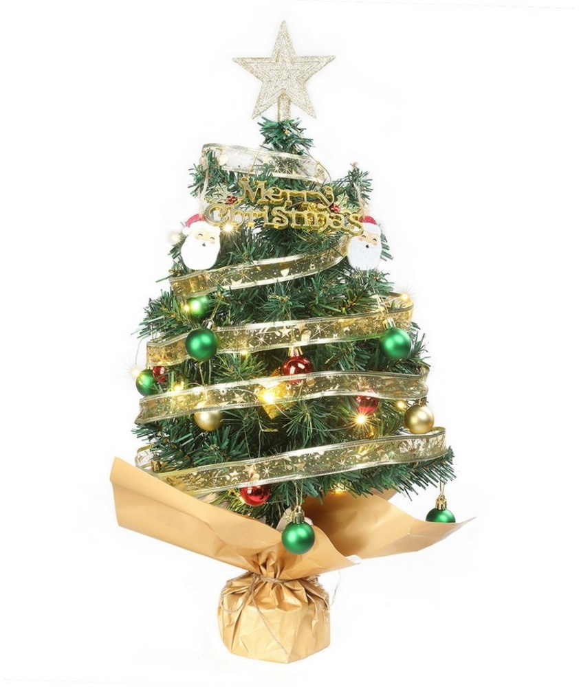 FCH Künstlicher Weihnachtsbaum 60cm Mini künstlicher Weihnachtsbaum mit 30 warmen Lichtern Bild 1