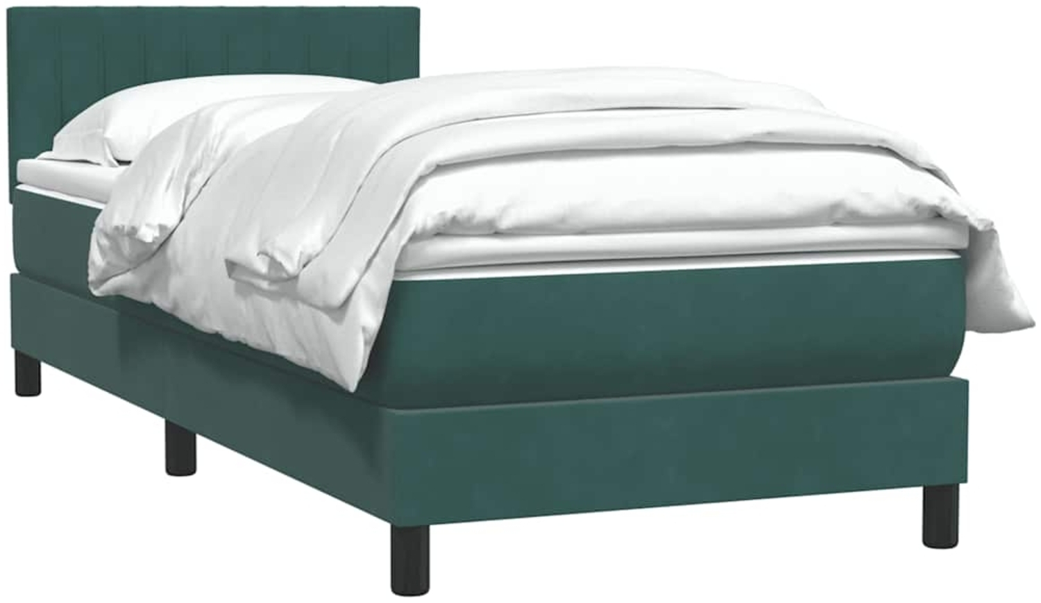 vidaXL Boxspringbett mit Matratze Dunkelgrün 100x210 cm Samt 3316392 Bild 1