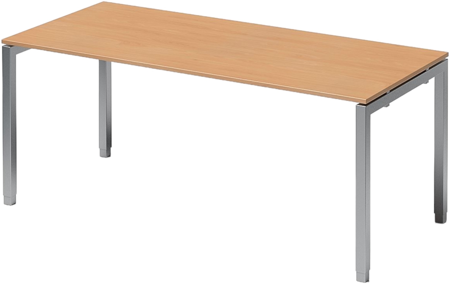 Bisley Cito höhenverstellbarer Schreibtisch 180x80 cm, Tischplatte in Buche, Gestell in Silber - PC Tisch für's Büro manuell höhenverstellbar, Computertisch verstellbar, DUH1808-BC-355 Bild 1