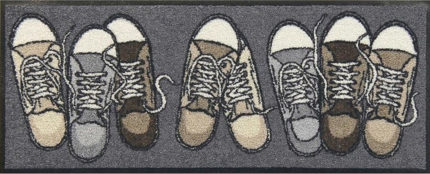 Salonloewe Fußmatte Fußabtreter klein 30x75 Sneakers grau, Läufer Mini, Höhe: 300 mm Bild 1