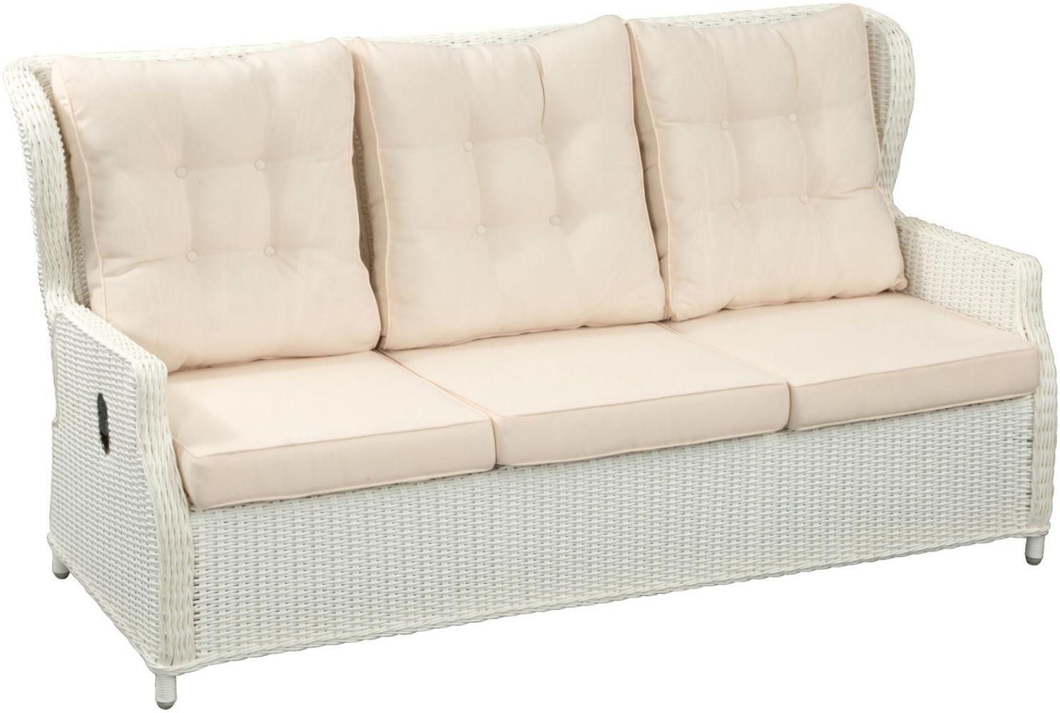 Inko Lounge-Sofa 3-Sitzer Leona Rattanoptik Loungebank weiß Bild 1