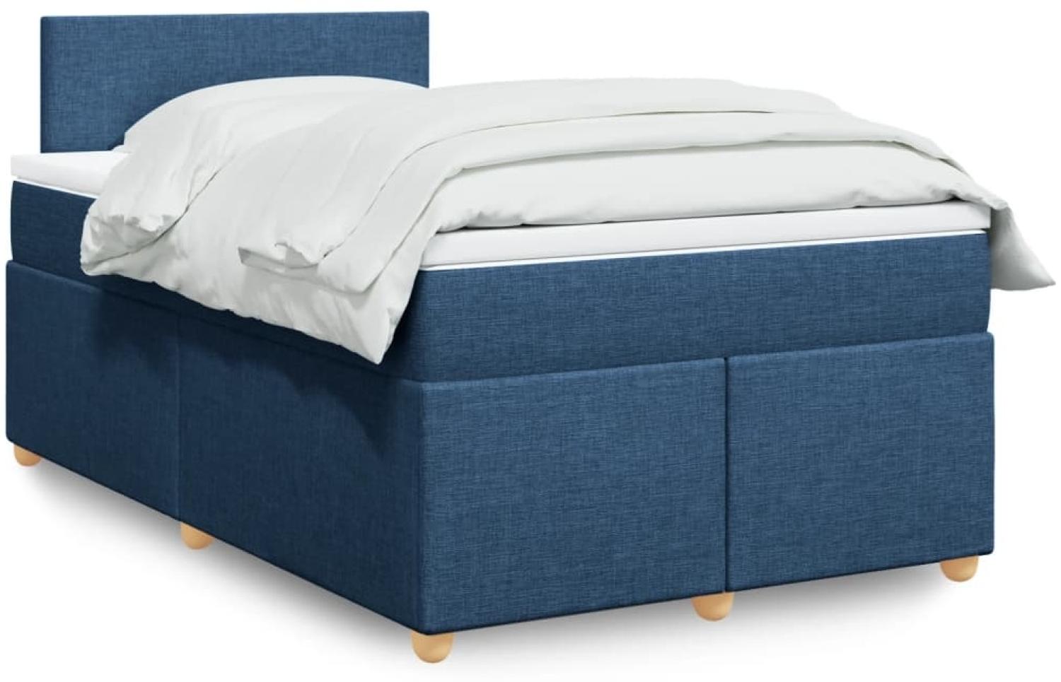 vidaXL Boxspringbett mit Matratze Blau 120x200 cm Stoff 3288946 Bild 1