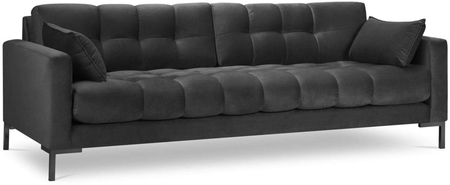 Micadoni 4-Sitzer Samtstoff Sofa Mamaia | Bezug Dark Grey | Beinfarbe Black Metal Bild 1