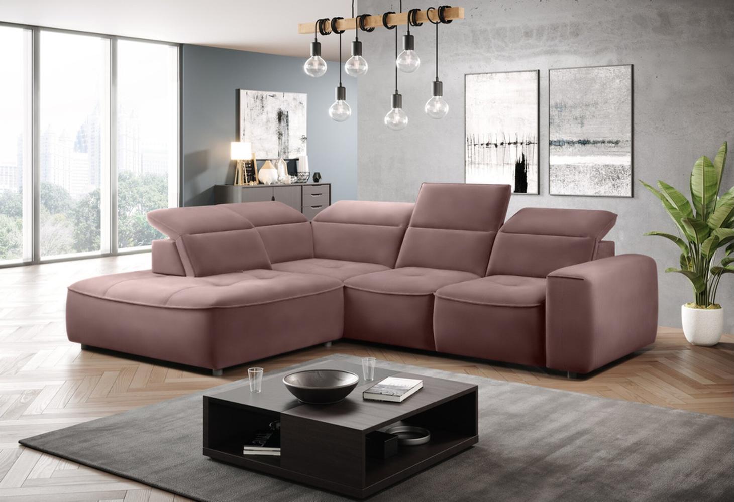 Stylefy Colton L Ecksofa Struktur JAZZ Rosa Links Bild 1