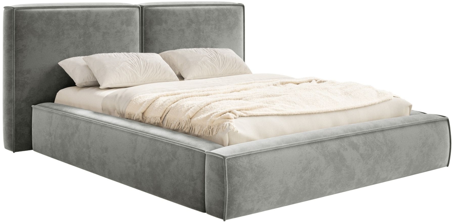 Selsey 'Tilves' Polsterbett 180x200 mit Bettkasten, Lattenrost, Velours, grau Bild 1