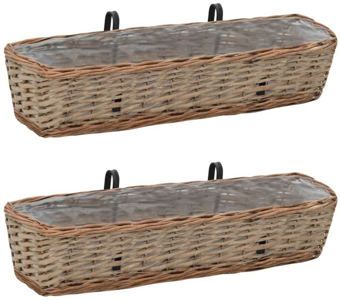 DOTMALL Blumenkasten Balkon-Blumenkasten 2 Stk. Weide mit PE-Auskleidung 80 cm Bild 1