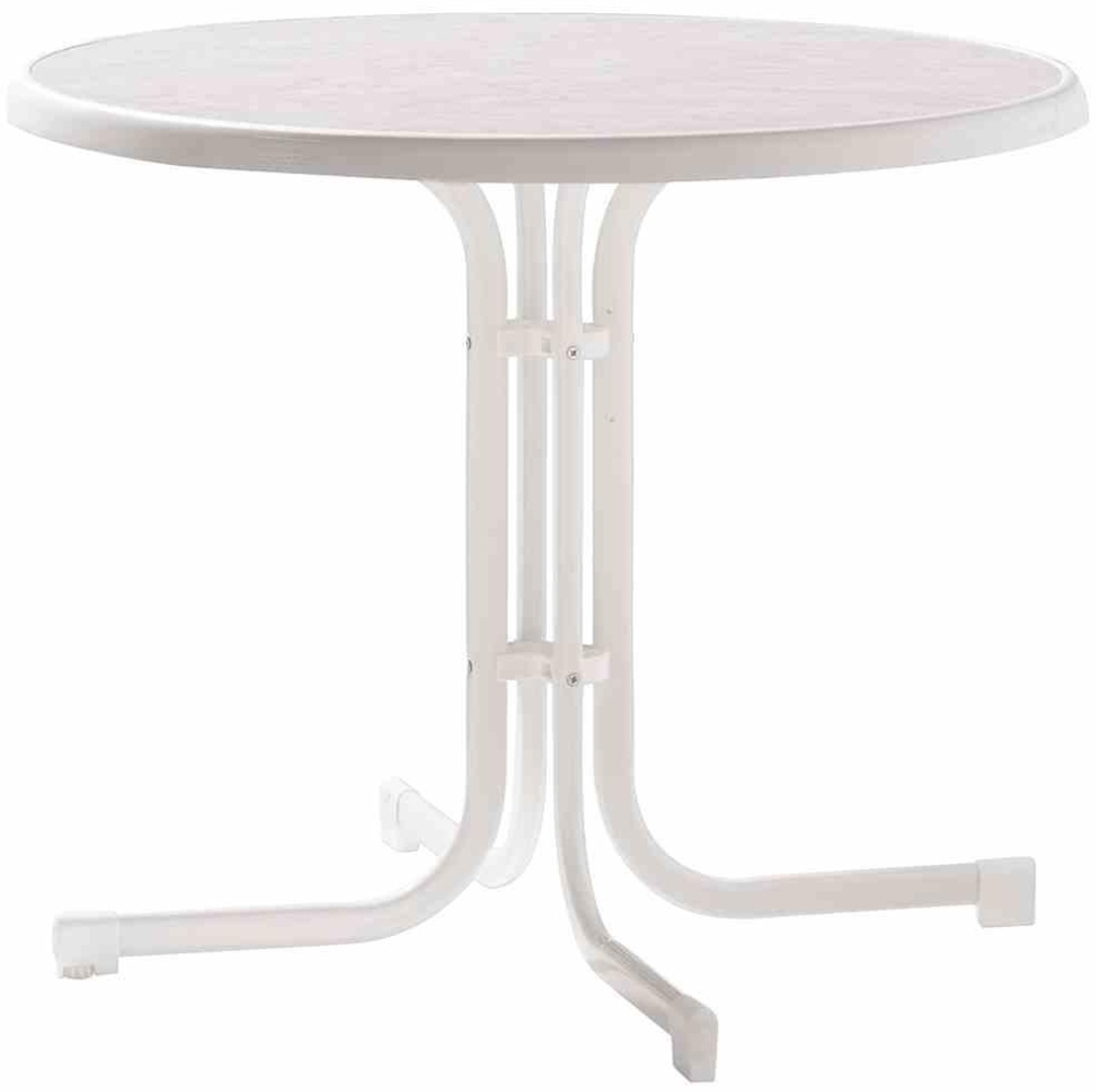 SIEGER Boulevard-Klapptisch, Ø 86x72 cm, weiß Gestell aus Stahl in weiß, Tischplatte aus Mecalit®-Pro in weiß Bild 1