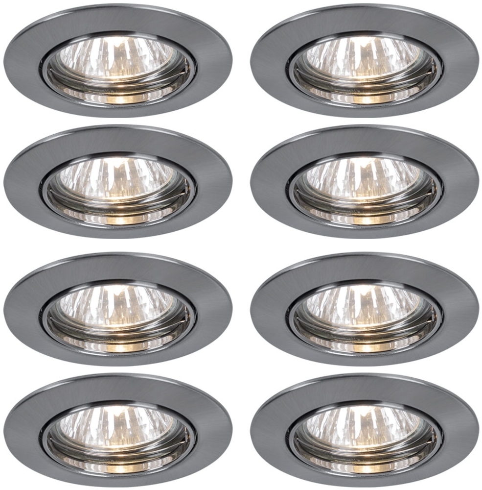 8x LED Einbaustrahler, rund, silber, 8,3 cm, PREMIUM LINE Bild 1
