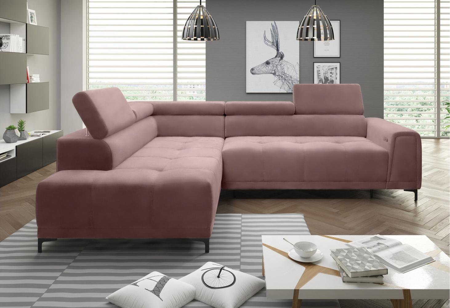 Stylefy Volter Ecksofa Strukturstoff Rosa Links Bild 1