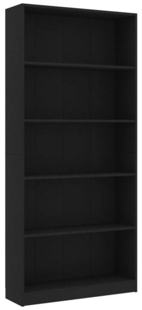 vidaXL Bücherregal 5 Fächer Schwarz 80x24x175 cm Holzwerkstoff 800919 Bild 1