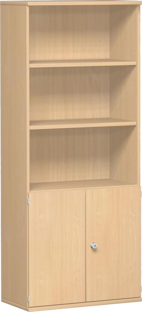 Modulschrank 1. + 2. OH Holztüren, 3. - 5. OH Regal, 80x42x192cm, Buche Bild 1