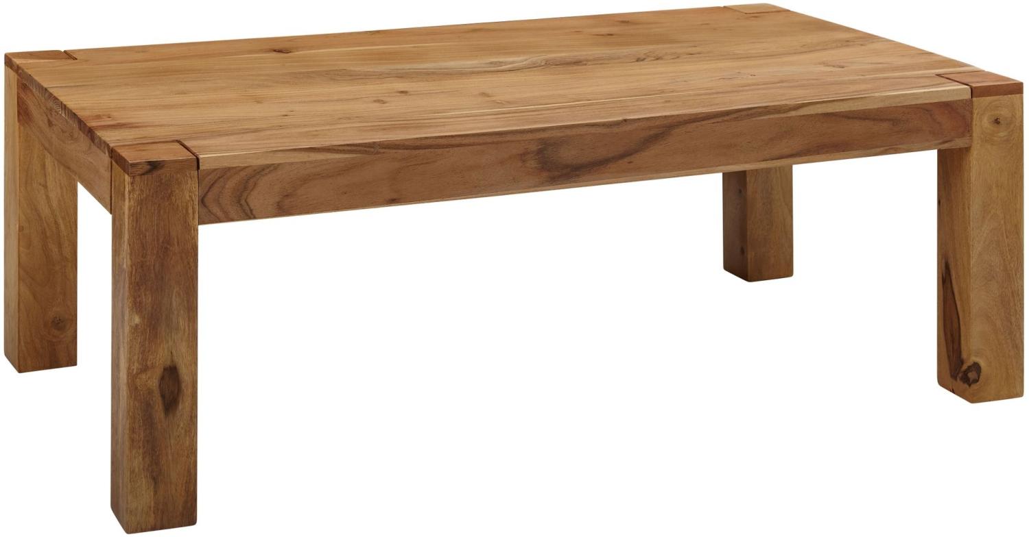 Kadima Design Rustikaler Couchtisch "Nako": Akazienholz, quadratisch, handgefertigt, pflegeleicht. Beige, 110x60x40 cm Bild 1