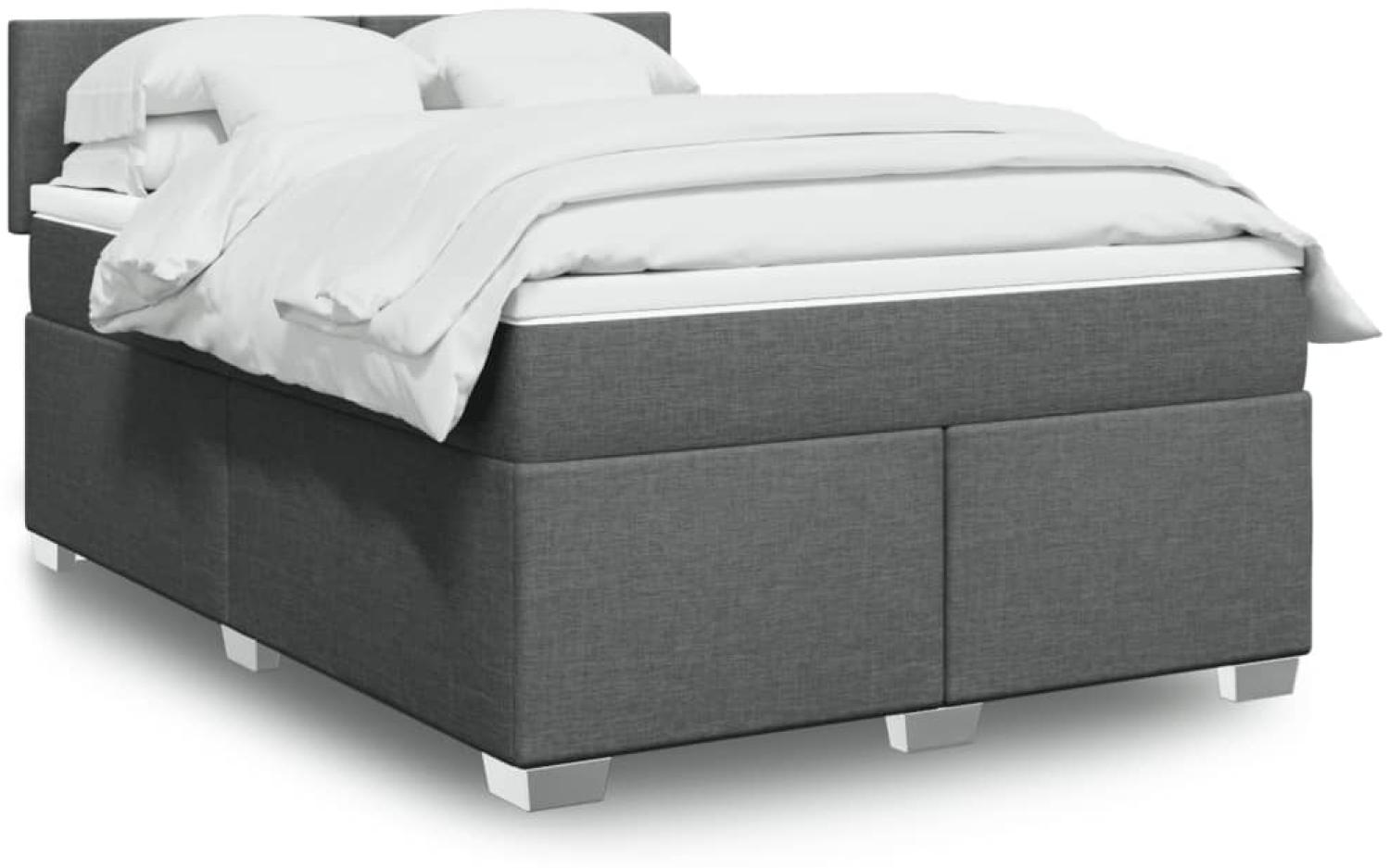 vidaXL Boxspringbett mit Matratze Dunkelgrau 160x200 cm Stoff 3288233 Bild 1