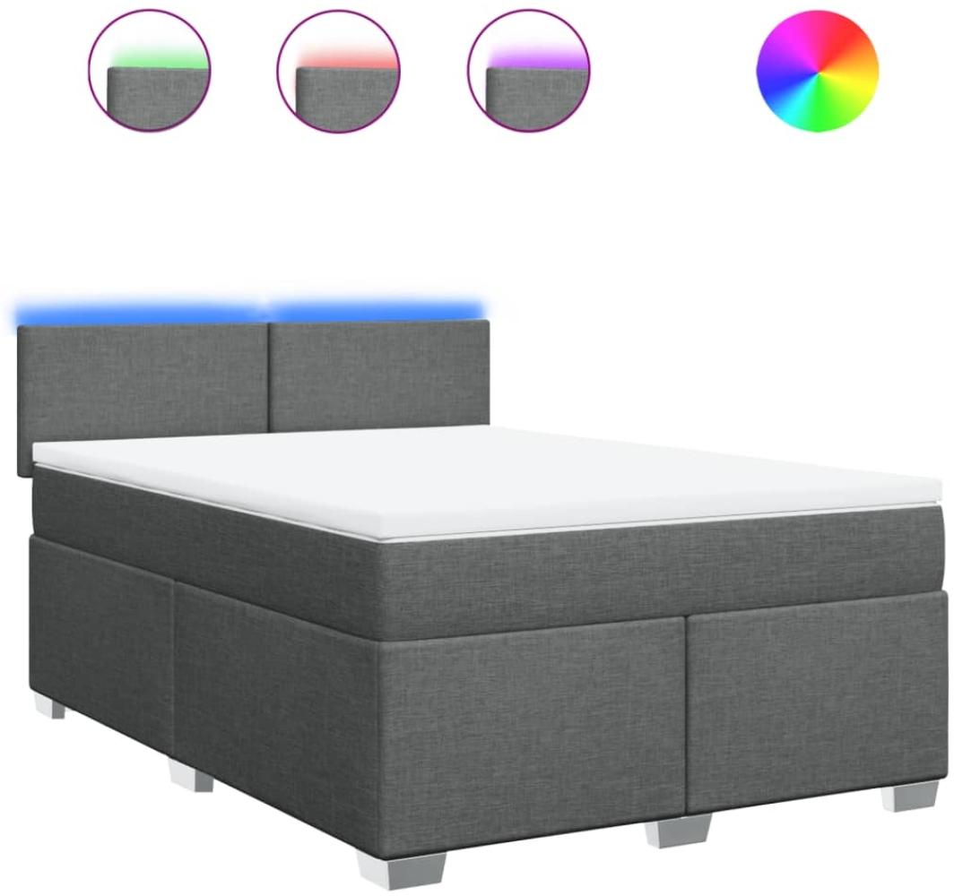 vidaXL Boxspringbett mit Matratze Dunkelgrau 160x200 cm Stoff 3288233 Bild 1