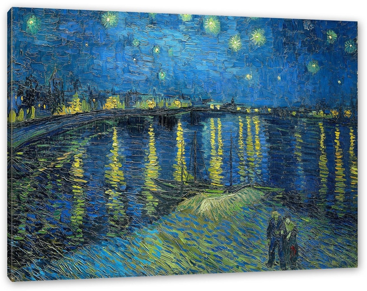 Pixxprint Leinwandbild Vincent Van Gogh - Sternennacht über die Rhône, Vincent Van Gogh - Sternennacht über die Rhône (1 St), Leinwandbild fertig bespannt, inkl. Zackenaufhänger Bild 1