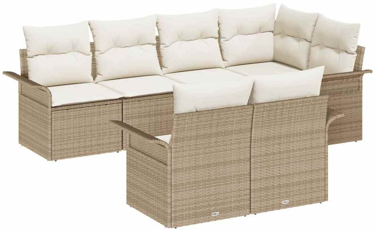 vidaXL Gartensofa-set mit Kissen 7 pcs Beige Poly-Rattan 3345401 Bild 1