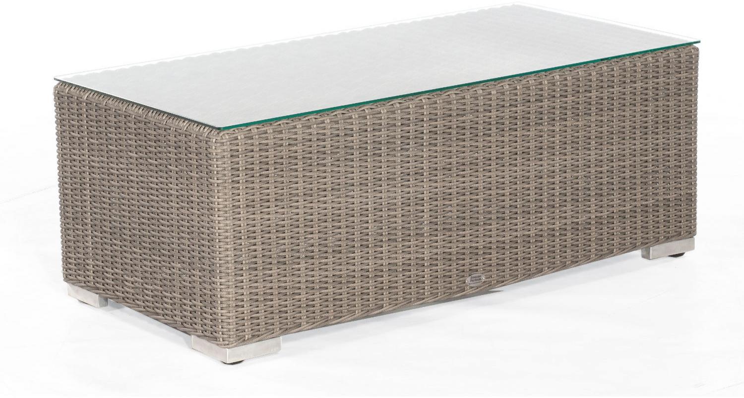 Sonnenpartner Lounge-Tisch Residence 120x60 cm Aluminium mit Polyrattan stone-grey mit Glas Loungeti Bild 1