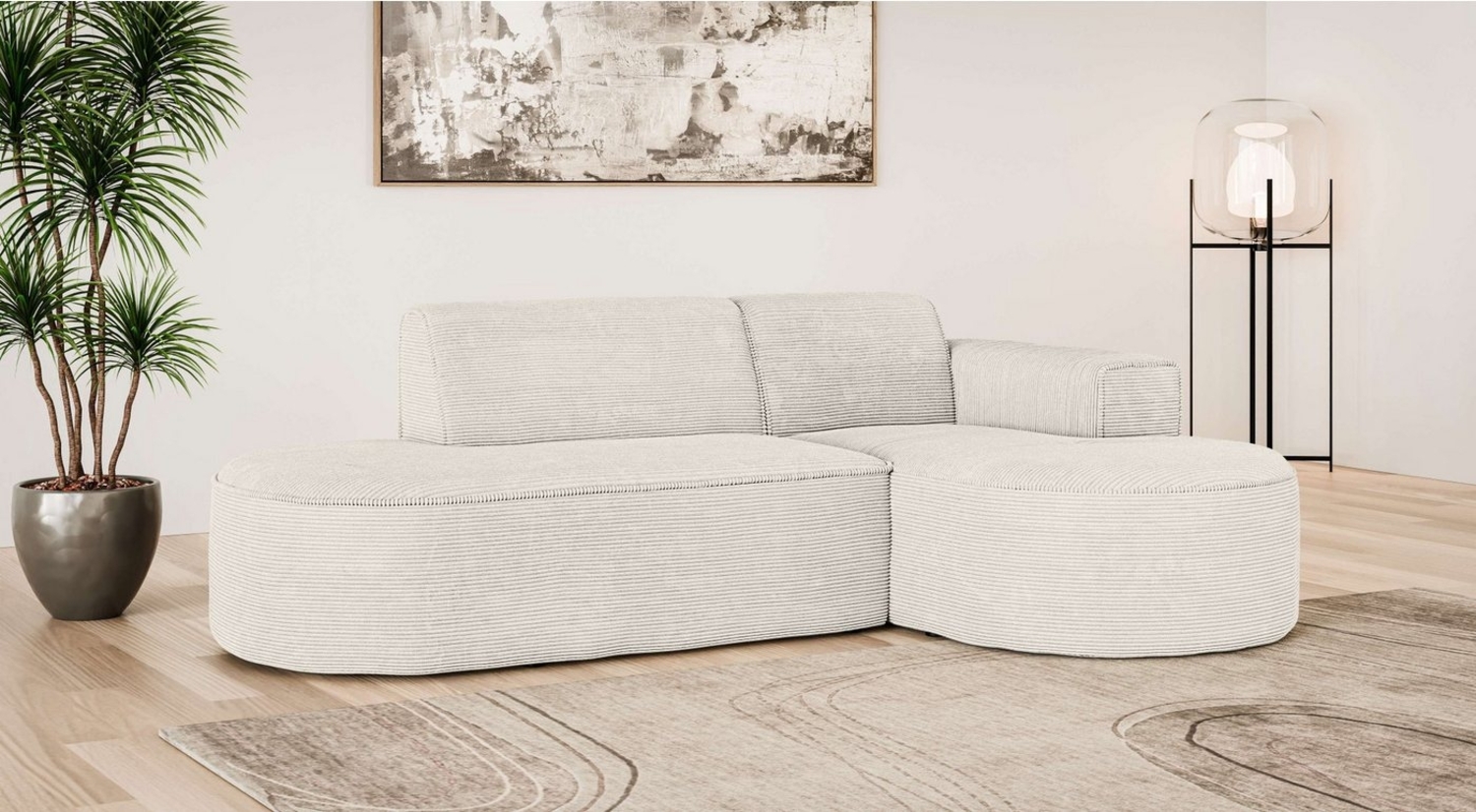 OTTO home Ecksofa ADELLA Design-Sofa mit Recamiere rechts/links, 248/159/76 cm, L-Form mit Wellenunterfederung, runde Form, auch in Cord Bild 1