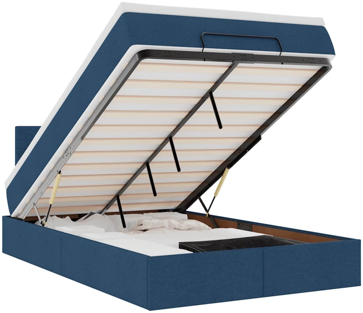 vidaXL Ottomane Bett mit Matratze & LEDs Blau 120x190 cm Stoff 3312214 Bild 1