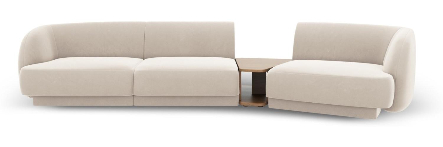 Micadoni Modulares Sofa Miley 3-Sitzer Rechts Samtstoff Helles Beige Bild 1