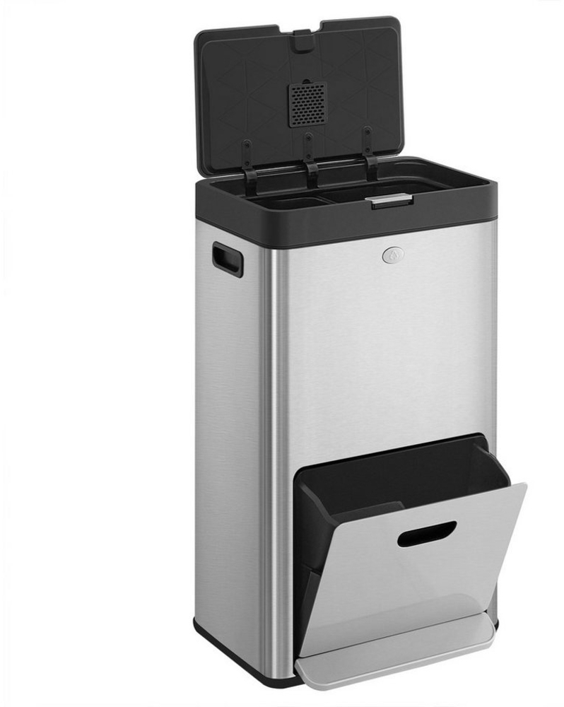 Songmics Mülleimer, Edelstahl silber, 60 (2x17 + 1x26) Liter Bild 1