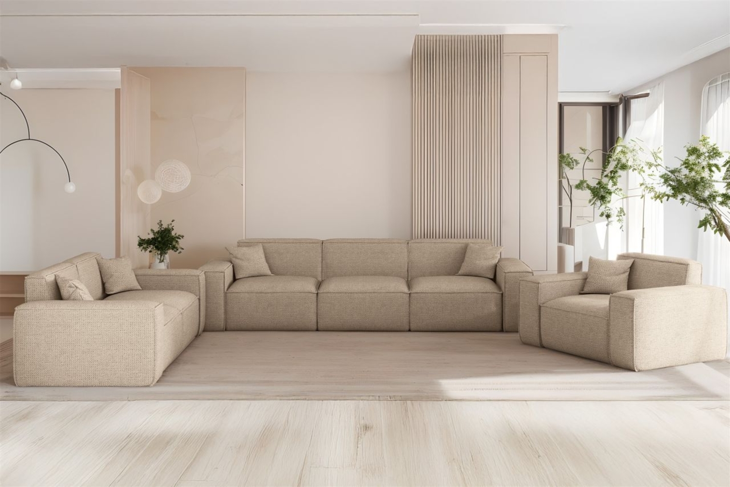 Sofaset Designersofa CELES PREMIUM 3-2-1 in Stoff Artico Beige Bild 1