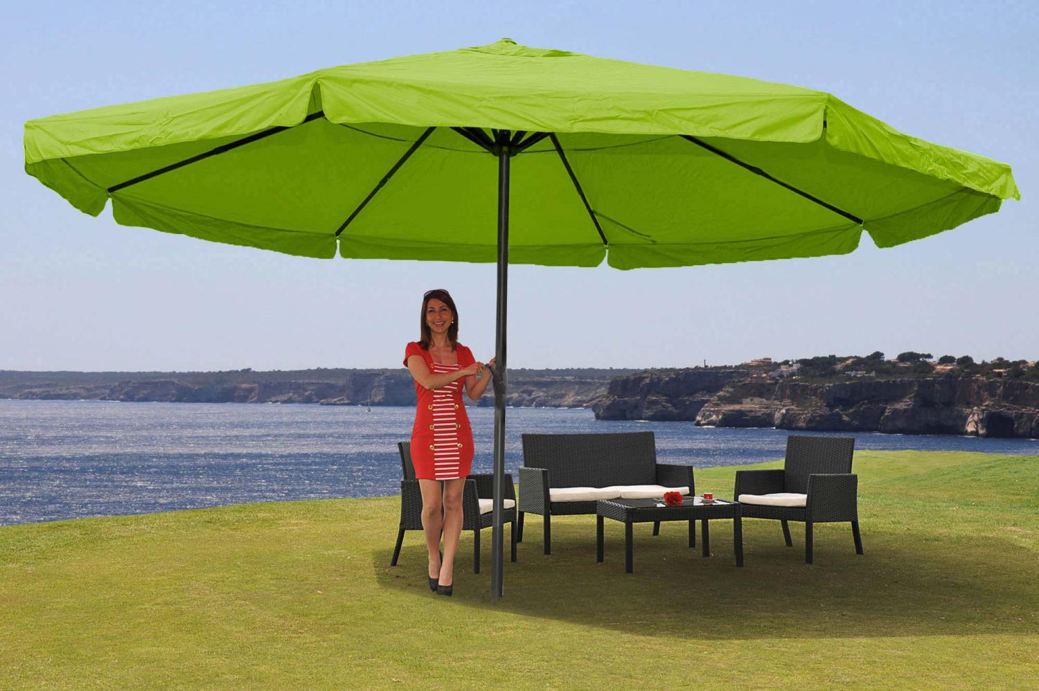 Mendler 'Meran Pro' Sonnenschirm, Gastronomie Marktschirm ohne Volant Ø 5m Polyester/Alu , ohne Schirmständer, Grün Bild 1