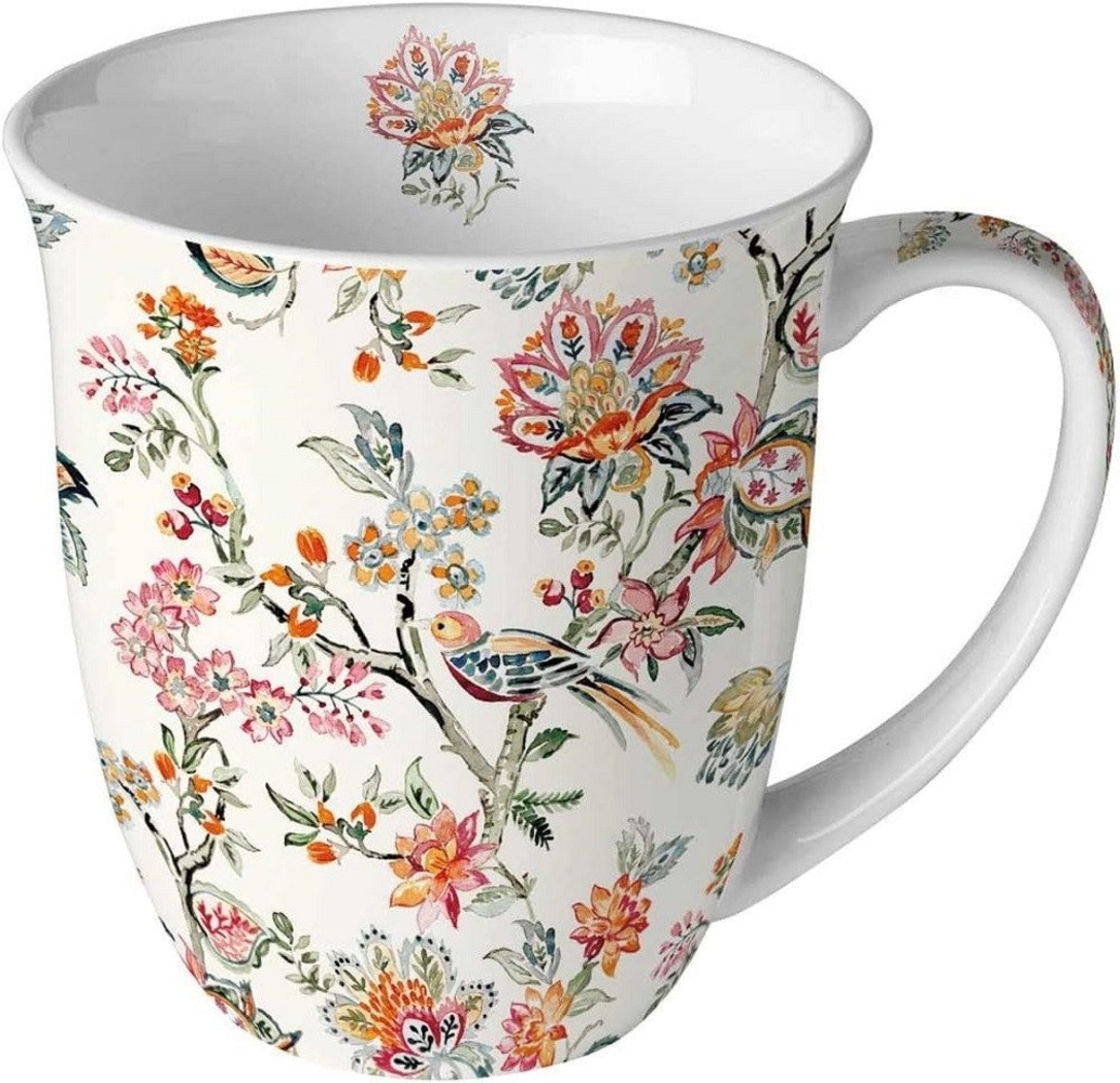 Ambiente Luxury Paper Products Becher Herzen, Mug, Rose, Sommer, Blumen, Pflanzen, Kollektion, Porzellan Tasse, orientalisch Sommer Blumen, Oriental, Vogel, Motiv, Geburtstag, Hochzeit, Valentinstag, Muttertag, Geschenke Bild 1