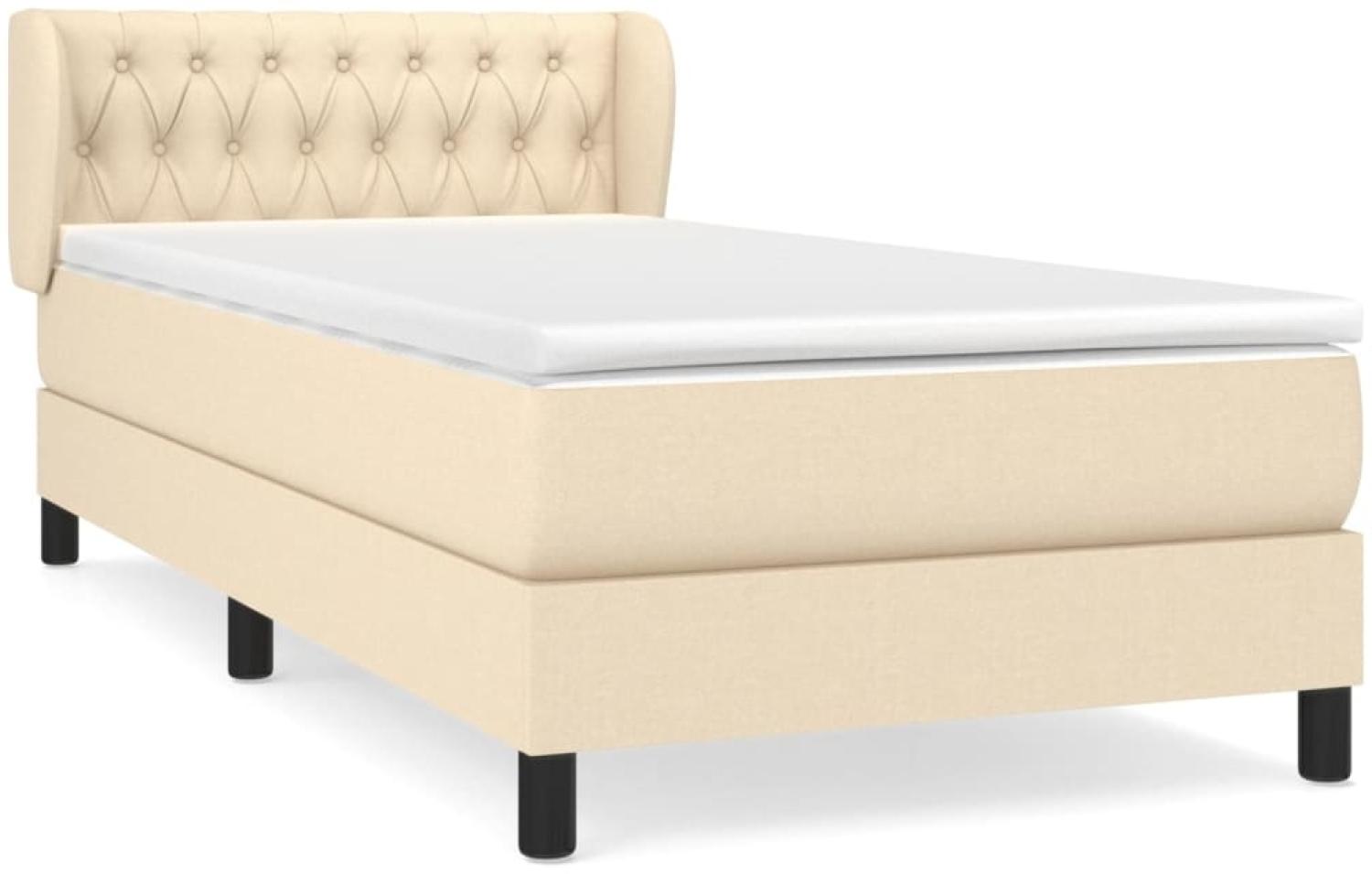 vidaXL Boxspringbett mit Matratze Creme 90x190 cm Stoff 3126450 Bild 1