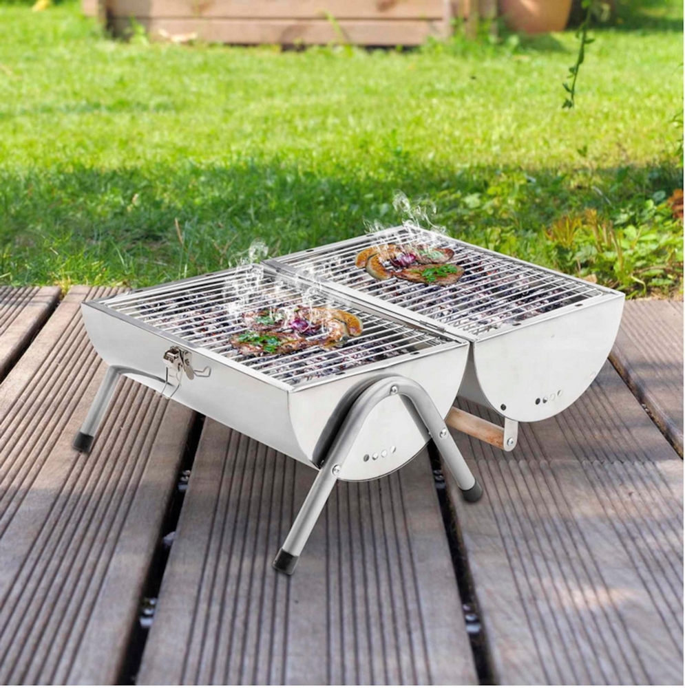 Edelstahl Picknick Grill Tischgrill Klappgrill Bild 1