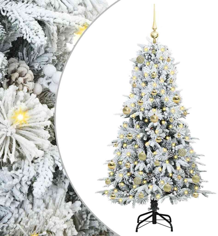 vidaXL Künstlicher klappbarer Weihnachtsbaum Weiß 150 cm PE und PVC 3397475 Bild 1