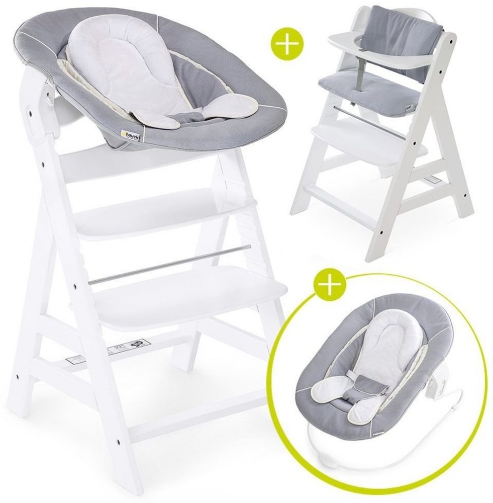 Hauck Hochstuhl Hauck Alpha Plus White Newborn Set (Set, 4 St), Holz Babystuhl ab Geburt inkl. Aufsatz für Neugeborene & Sitzauflage Bild 1