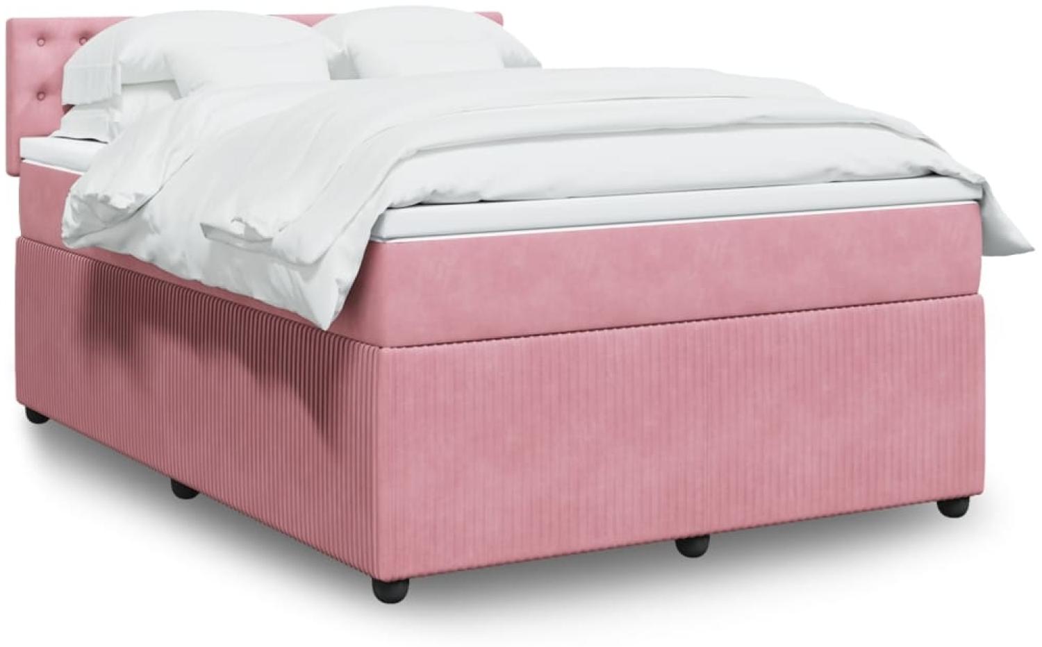 vidaXL Boxspringbett mit Matratze Rosa 140x200 cm Samt 3287775 Bild 1