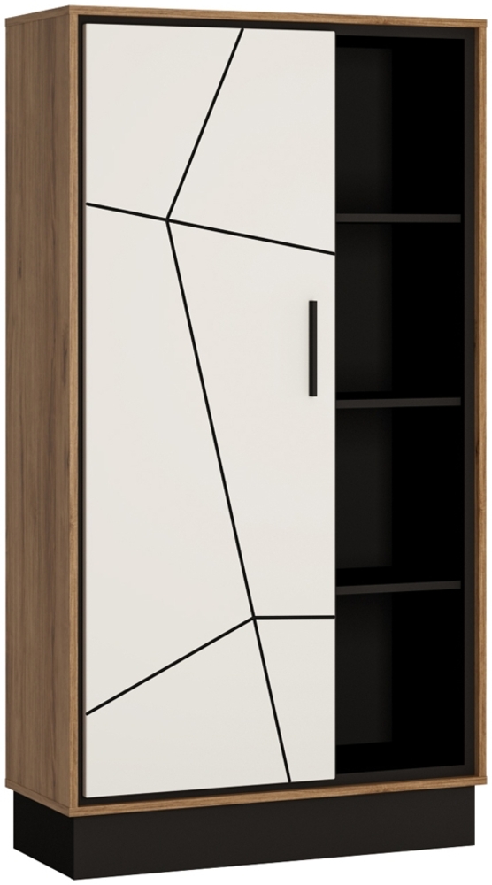 Highboard Wohnzimmer Esszimmer BRISTOL-129 in Catania Eiche Nb. mit schwarz und weiß Hochglanz, B/H/T: ca. 85,5/160,5/37 cm Bild 1